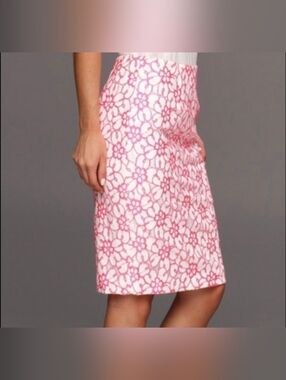 Lilly Pulitzer Hyacinth Fiesta Pink Pique Lace Pencil Skirt Sz 6  Event Colorful